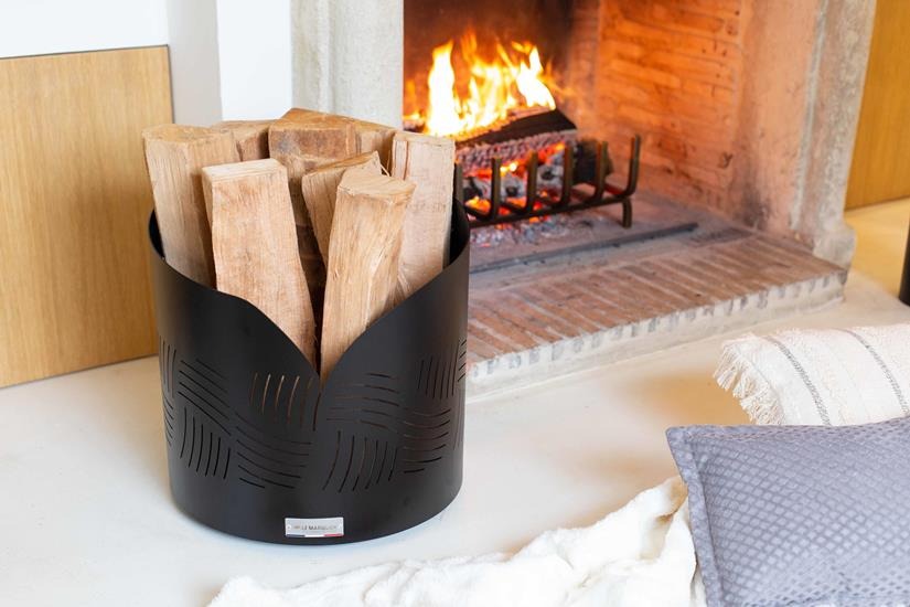 Porte bûche rond Essentiel avec roulettes Noir – Image 4